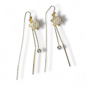 Gold Cubic Zirconia Snowflake Inlaid Earrings